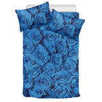 Blue Rose Print Duvet Cover Bedding Set