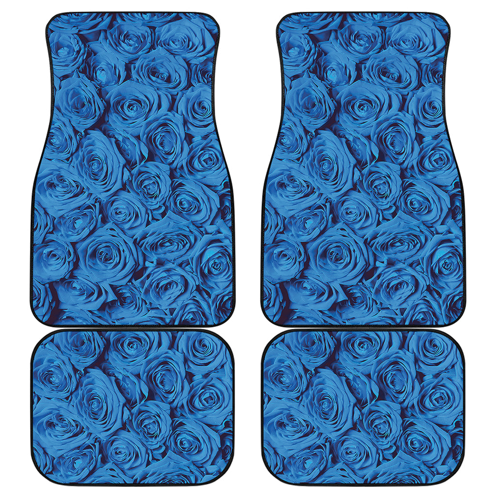 Blue Rose Print Front and Back Car Floor Mats