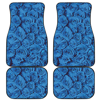 Blue Rose Print Front and Back Car Floor Mats