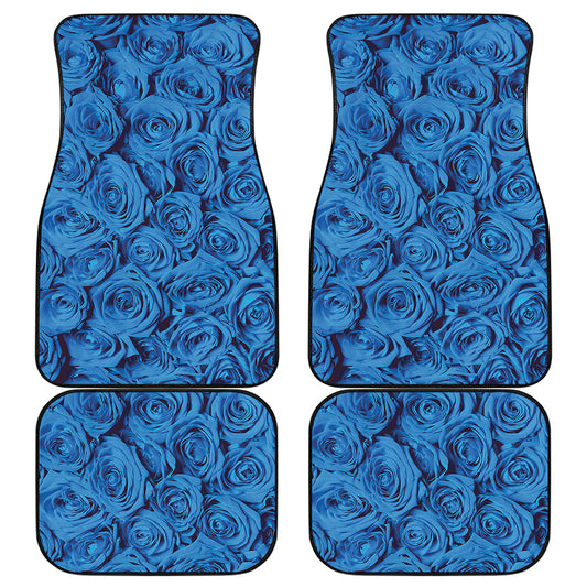 Blue Rose Print Front and Back Car Floor Mats