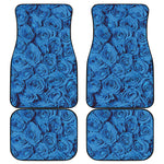 Blue Rose Print Front and Back Car Floor Mats