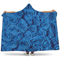 Blue Rose Print Hooded Blanket