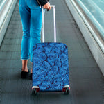 Blue Rose Print Luggage Cover
