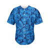 Blue Rose Print Men's Baseball Jersey