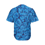 Blue Rose Print Men's Baseball Jersey