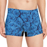 Blue Rose Print Men's Boxer Briefs