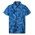 Blue Rose Print Men's Short Sleeve Shirt