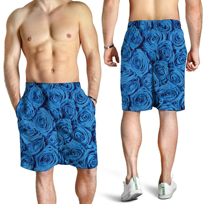 Blue Rose Print Men's Shorts