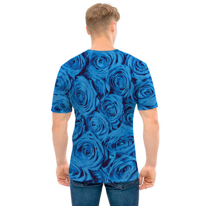 Blue Rose Print Men's T-Shirt