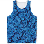 Blue Rose Print Men's Tank Top