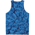 Blue Rose Print Men's Tank Top