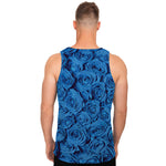 Blue Rose Print Men's Tank Top