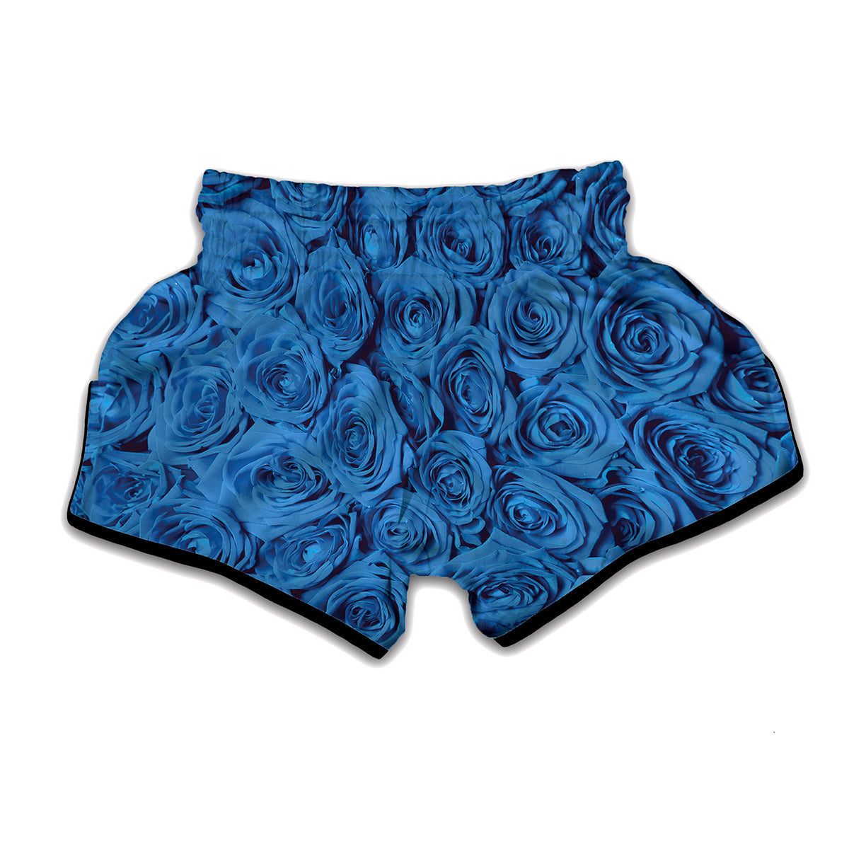 Blue Rose Print Muay Thai Boxing Shorts