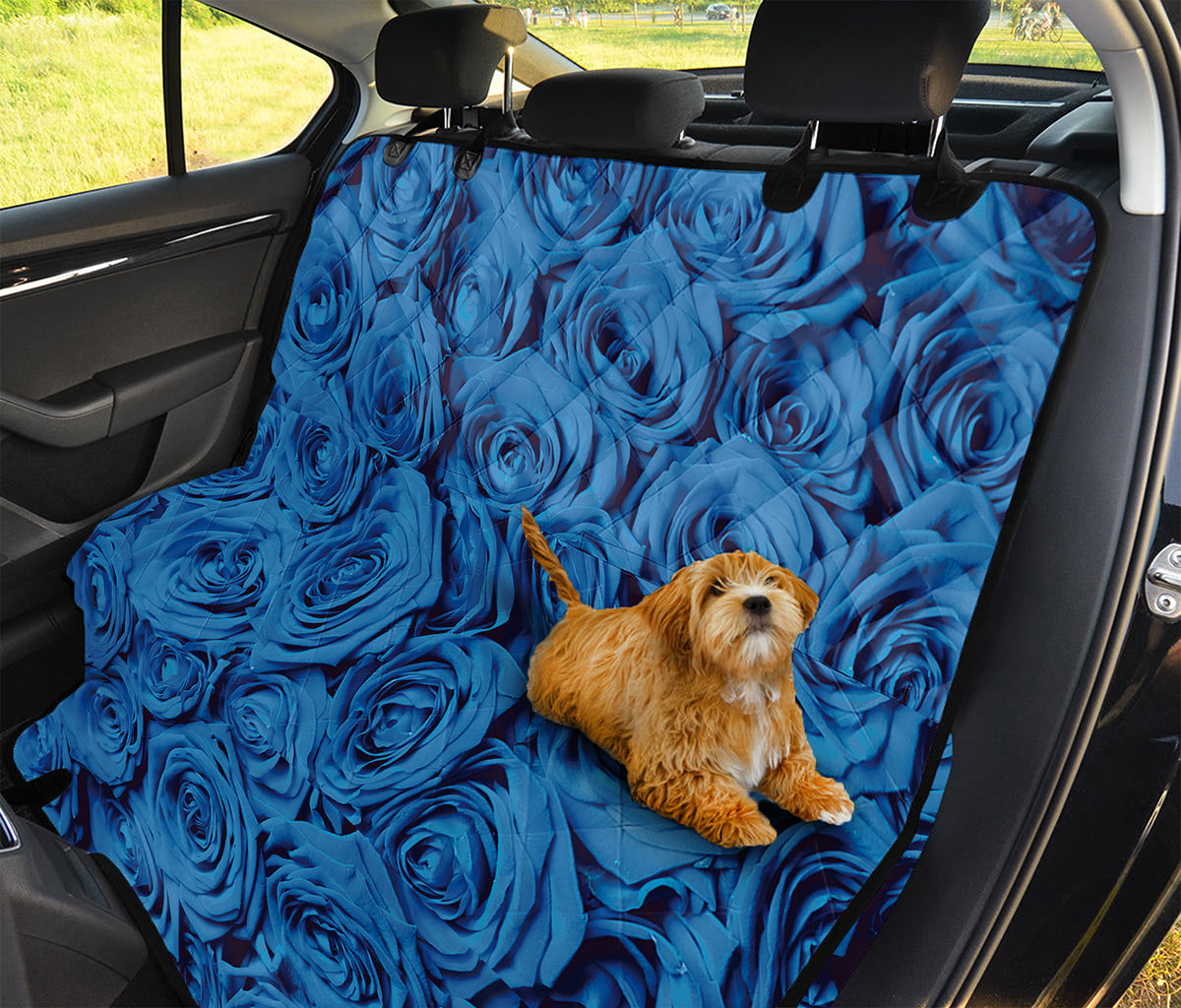 Blue Rose Print Pet Car Back Seat Cover