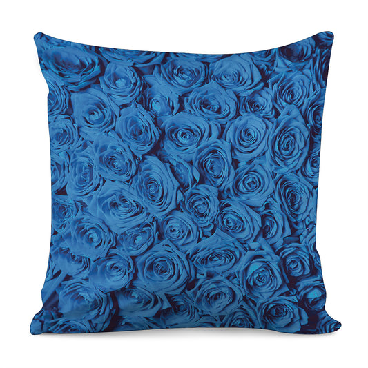 Blue Rose Print Pillow Cover