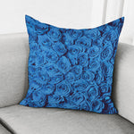 Blue Rose Print Pillow Cover