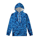 Blue Rose Print Pullover Hoodie
