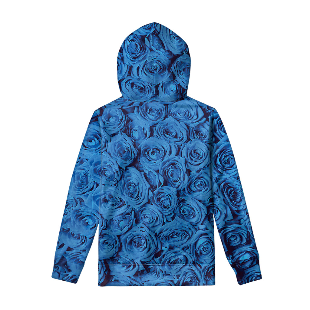 Blue Rose Print Pullover Hoodie