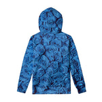 Blue Rose Print Pullover Hoodie