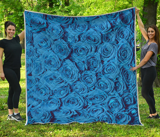 Blue Rose Print Quilt