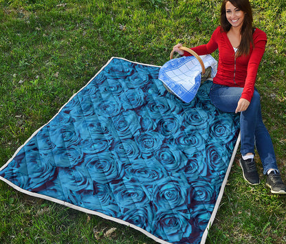 Blue Rose Print Quilt