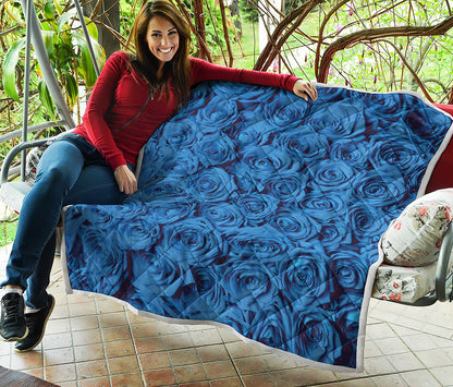 Blue Rose Print Quilt