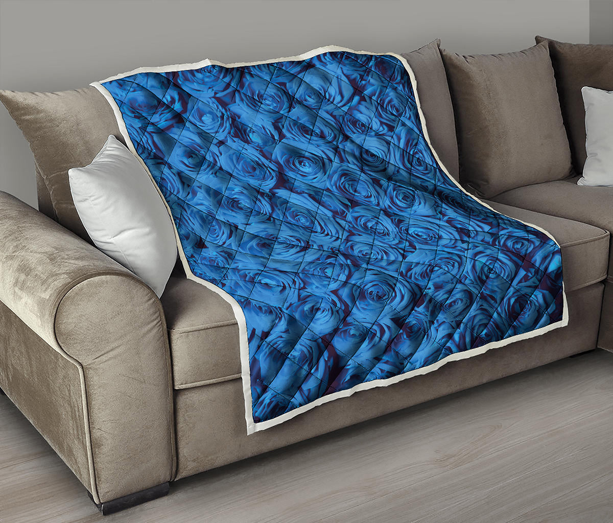Blue Rose Print Quilt