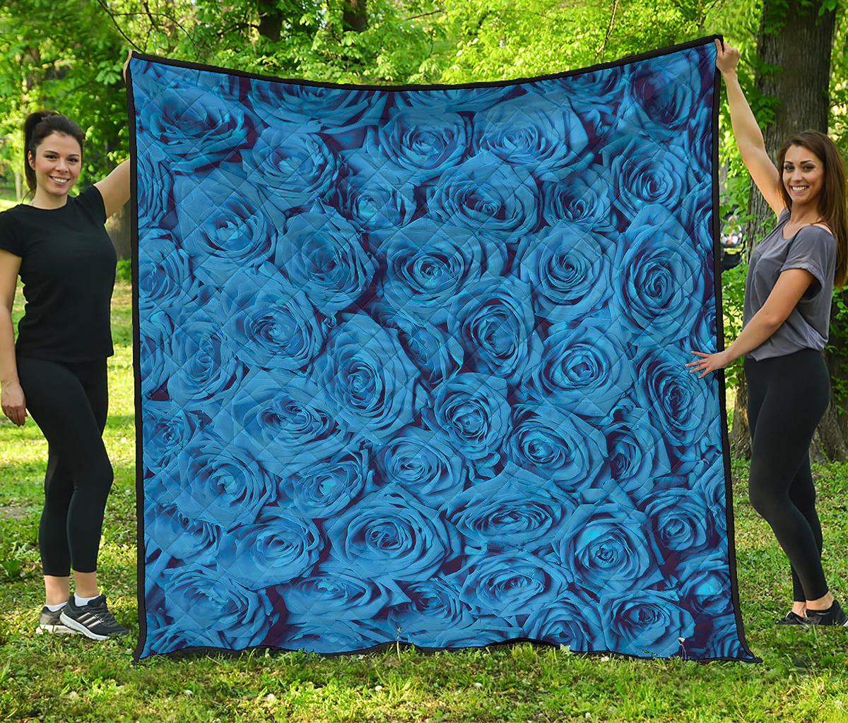 Blue Rose Print Quilt