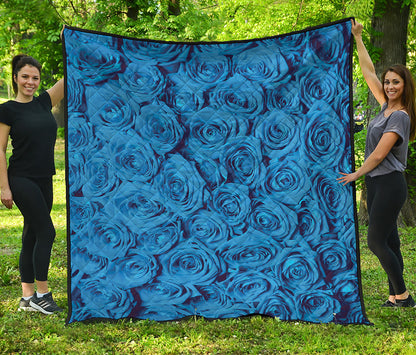 Blue Rose Print Quilt