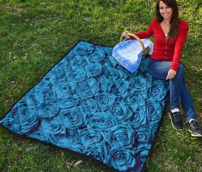 Blue Rose Print Quilt