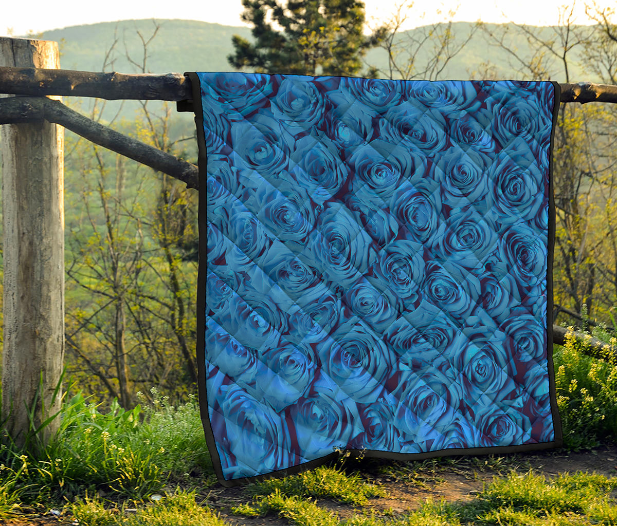 Blue Rose Print Quilt