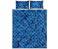 Blue Rose Print Quilt Bed Set