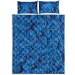 Blue Rose Print Quilt Bed Set