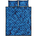 Blue Rose Print Quilt Bed Set