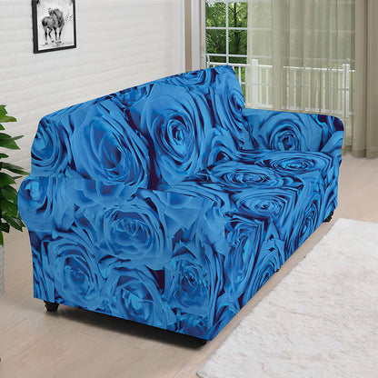 Blue Rose Print Sofa Cover