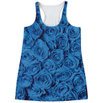 Blue Rose Print Women's Racerback Tank Top