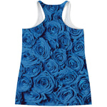 Blue Rose Print Women's Racerback Tank Top