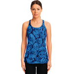 Blue Rose Print Women's Racerback Tank Top