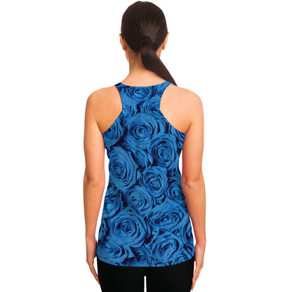 Blue Rose Print Women's Racerback Tank Top