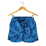 Blue Rose Print Women's Shorts