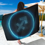 Blue Sagittarius Zodiac Sign Print Beach Sarong Wrap