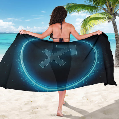 Blue Sagittarius Zodiac Sign Print Beach Sarong Wrap