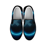 Blue Sagittarius Zodiac Sign Print Black Slip On Shoes