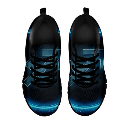 Blue Sagittarius Zodiac Sign Print Black Sneakers