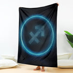 Blue Sagittarius Zodiac Sign Print Blanket