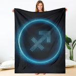 Blue Sagittarius Zodiac Sign Print Blanket