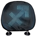Blue Sagittarius Zodiac Sign Print Car Headrest Covers