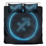 Blue Sagittarius Zodiac Sign Print Duvet Cover Bedding Set