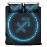 Blue Sagittarius Zodiac Sign Print Duvet Cover Bedding Set