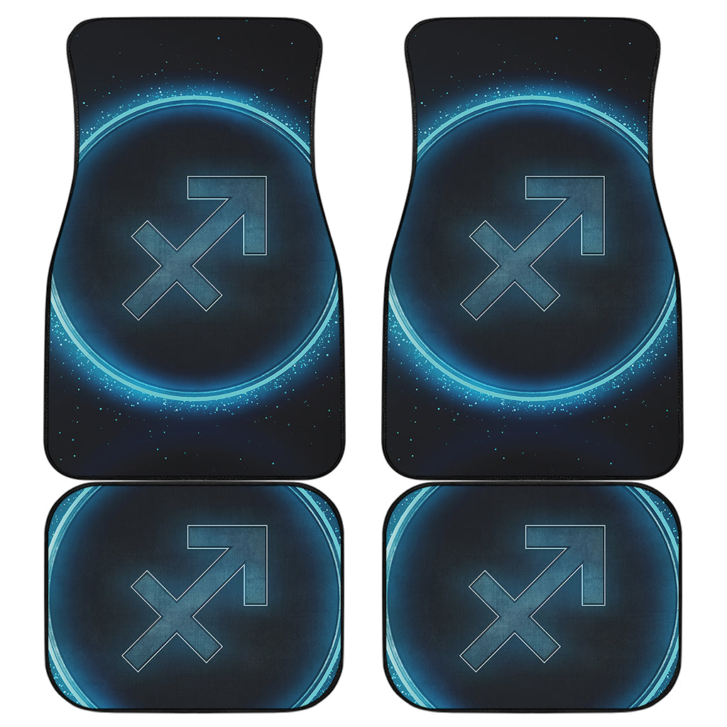 Blue Sagittarius Zodiac Sign Print Front and Back Car Floor Mats